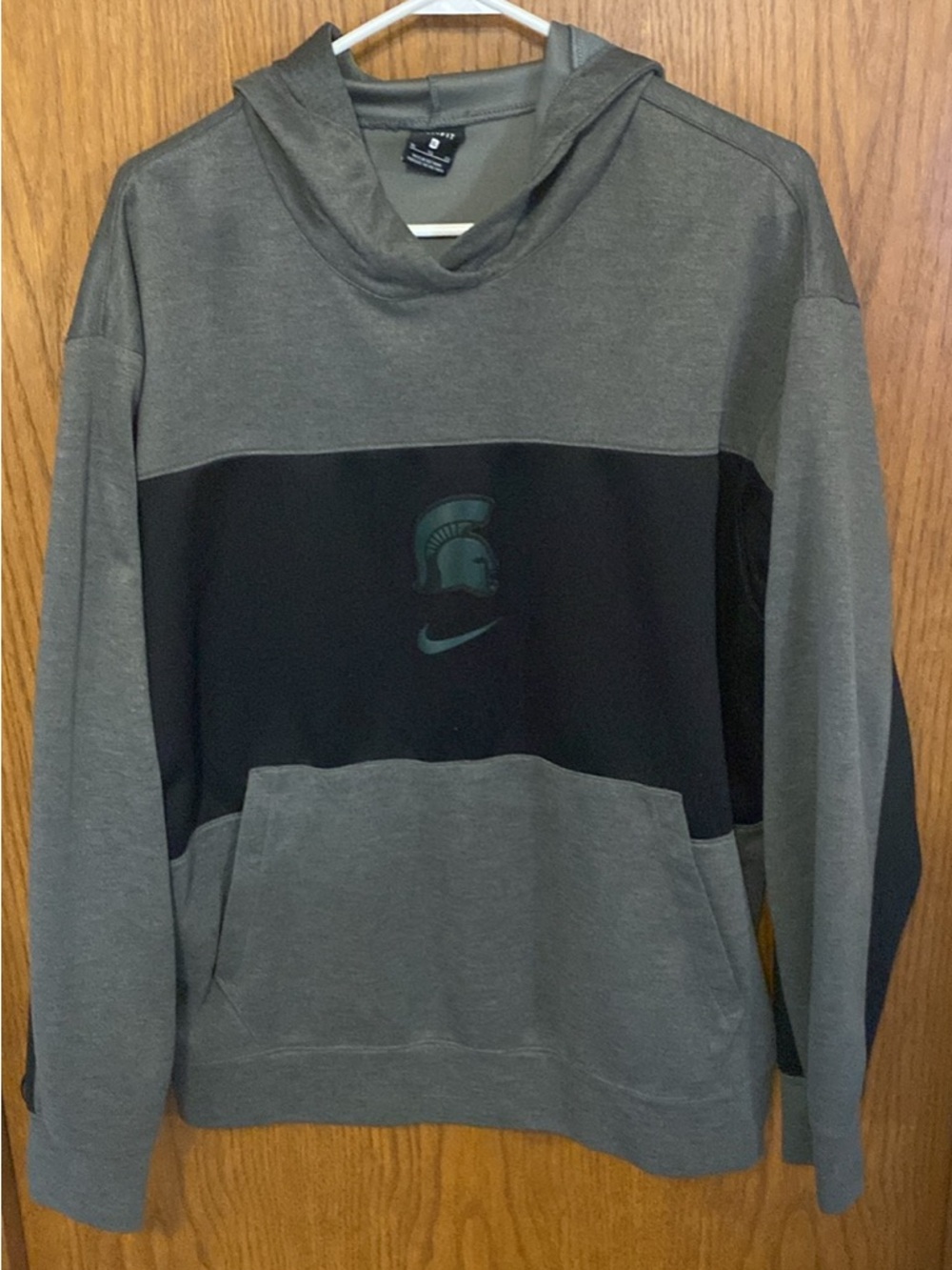 Nike Gray and Black Spartan Logo Pullover Hoodie Michigan State
